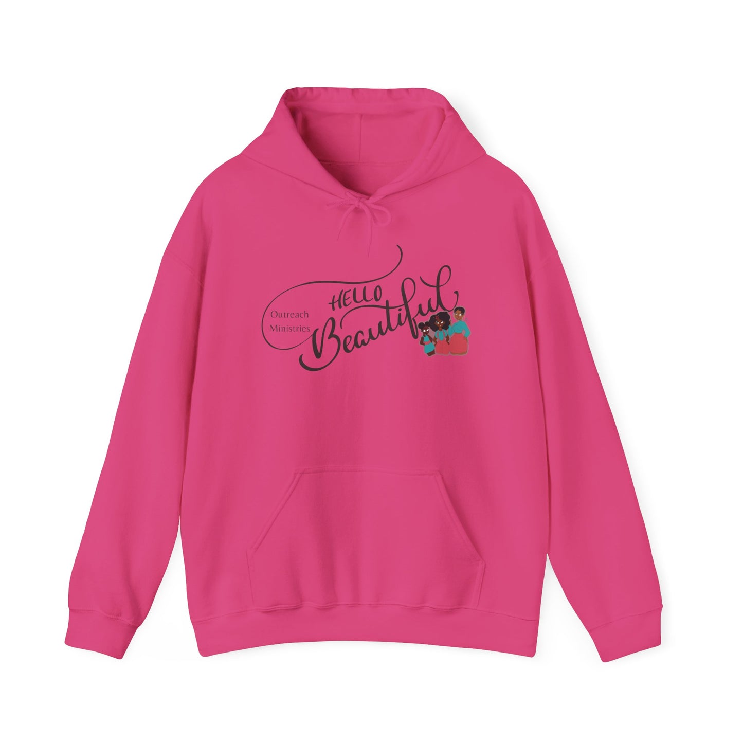 Hello Beautiful Outreach Hooded Sweatshirt - Perfect for Inspiration & Empowerment Adult - The Black Tee Xchange