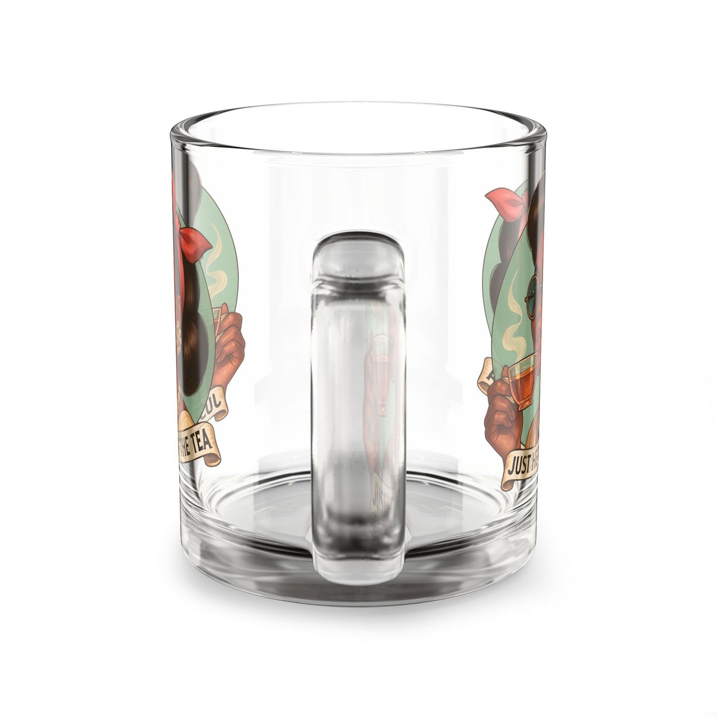 Just Here for the Tea Glass Mug - 10oz Coffee Cup for Tea Lovers - The Black Tee Xchange