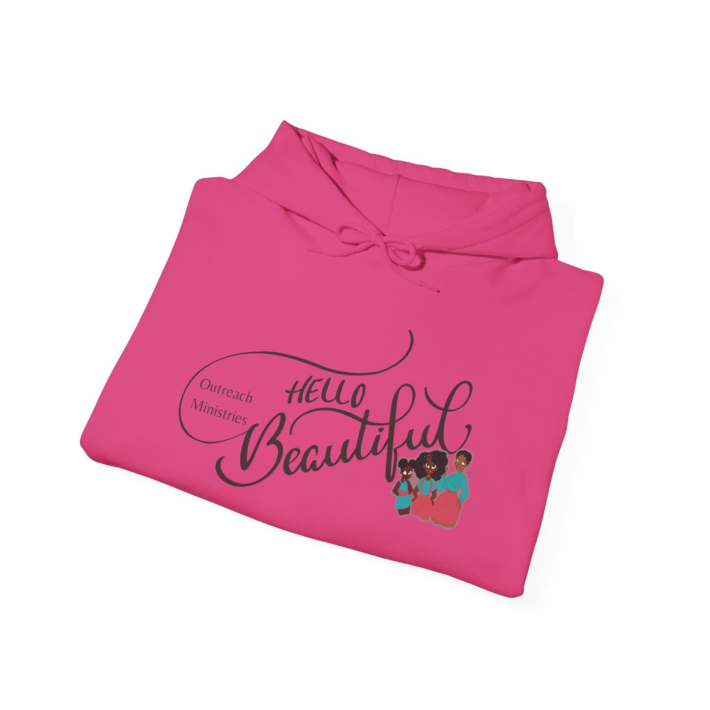 Hello Beautiful Outreach Hooded Sweatshirt - Perfect for Inspiration & Empowerment Adult - The Black Tee Xchange