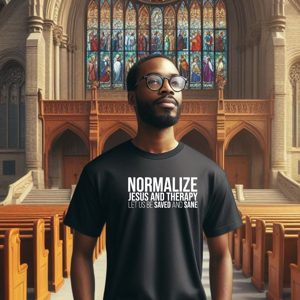Jesus and Therapy Black Tee - The Black Tee Xchange