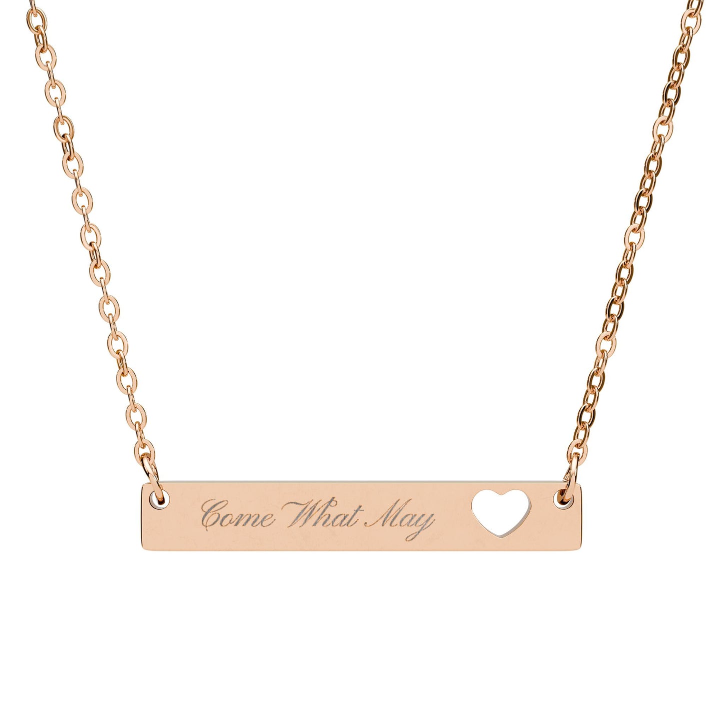 Personalized Cutout Heart Bar Necklace