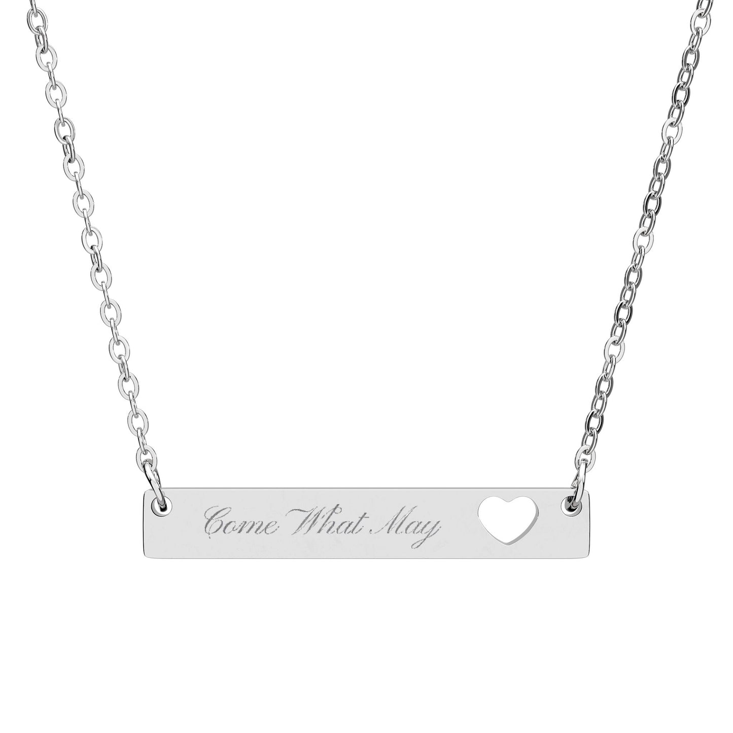 Personalized Cutout Heart Bar Necklace
