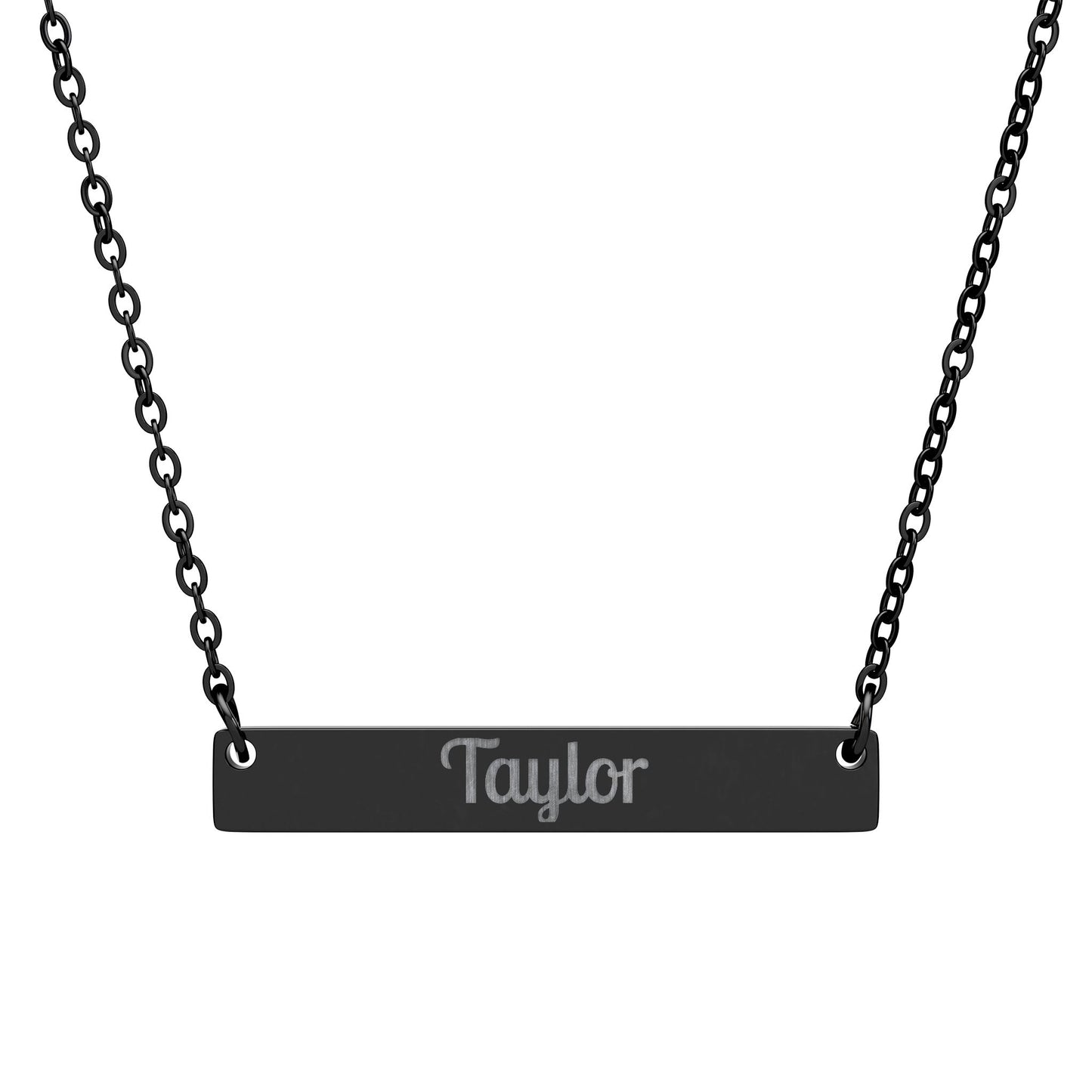 Personalized Horizontal Bar Necklace - Custom Engraved Jewelry