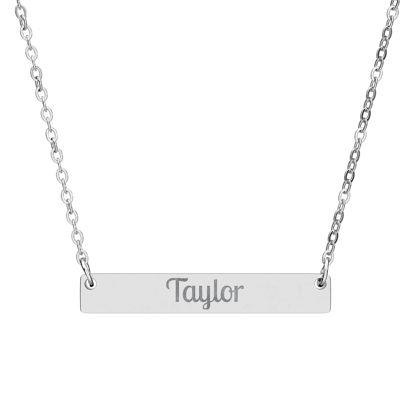 Personalized Horizontal Bar Necklace - Custom Engraved Jewelry