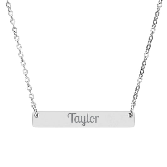 Personalized Horizontal Bar Necklace - Custom Engraved Jewelry