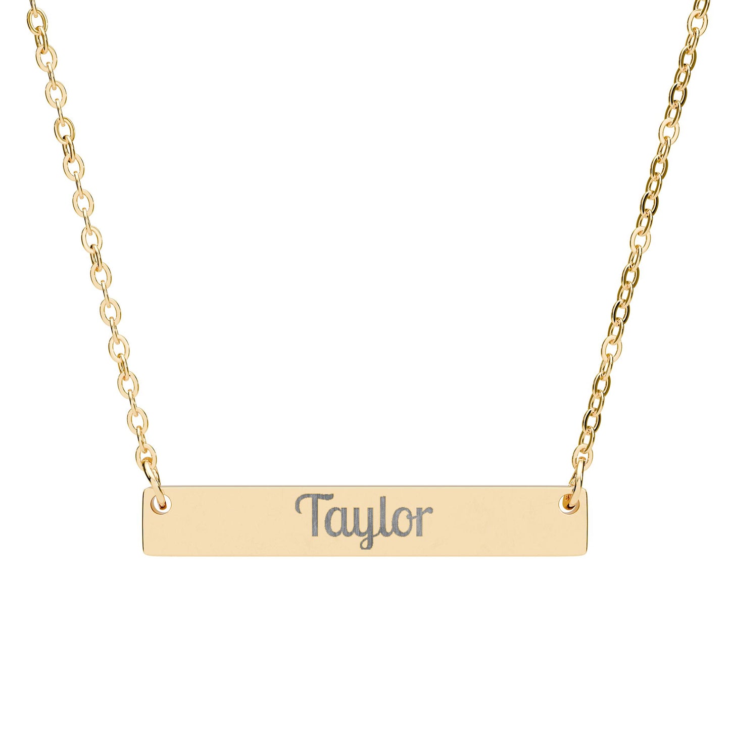 Personalized Horizontal Bar Necklace - Custom Engraved Jewelry