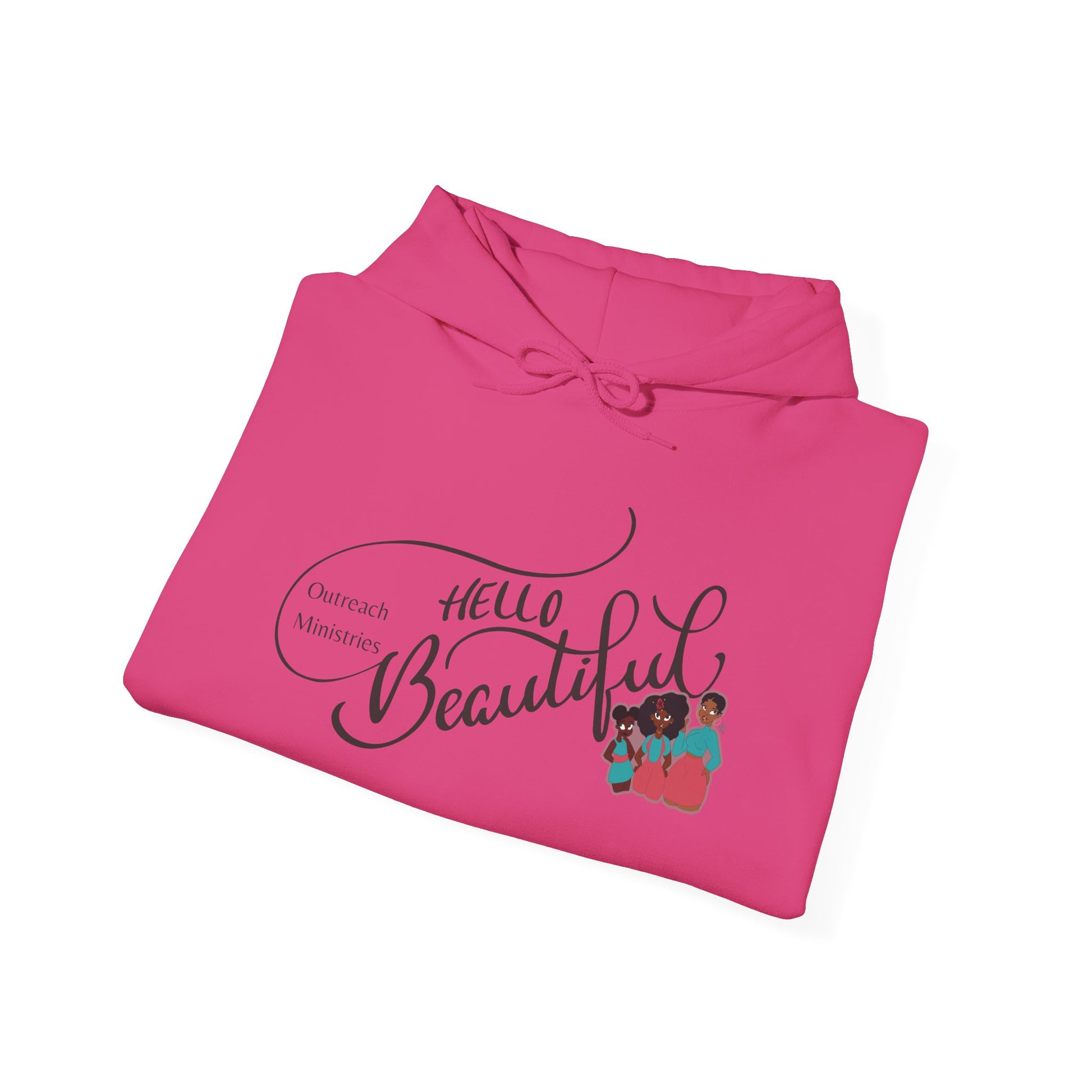 Hello Beautiful Outreach Hooded Sweatshirt - Perfect for Inspiration & Empowerment Adult - The Black Tee Xchange