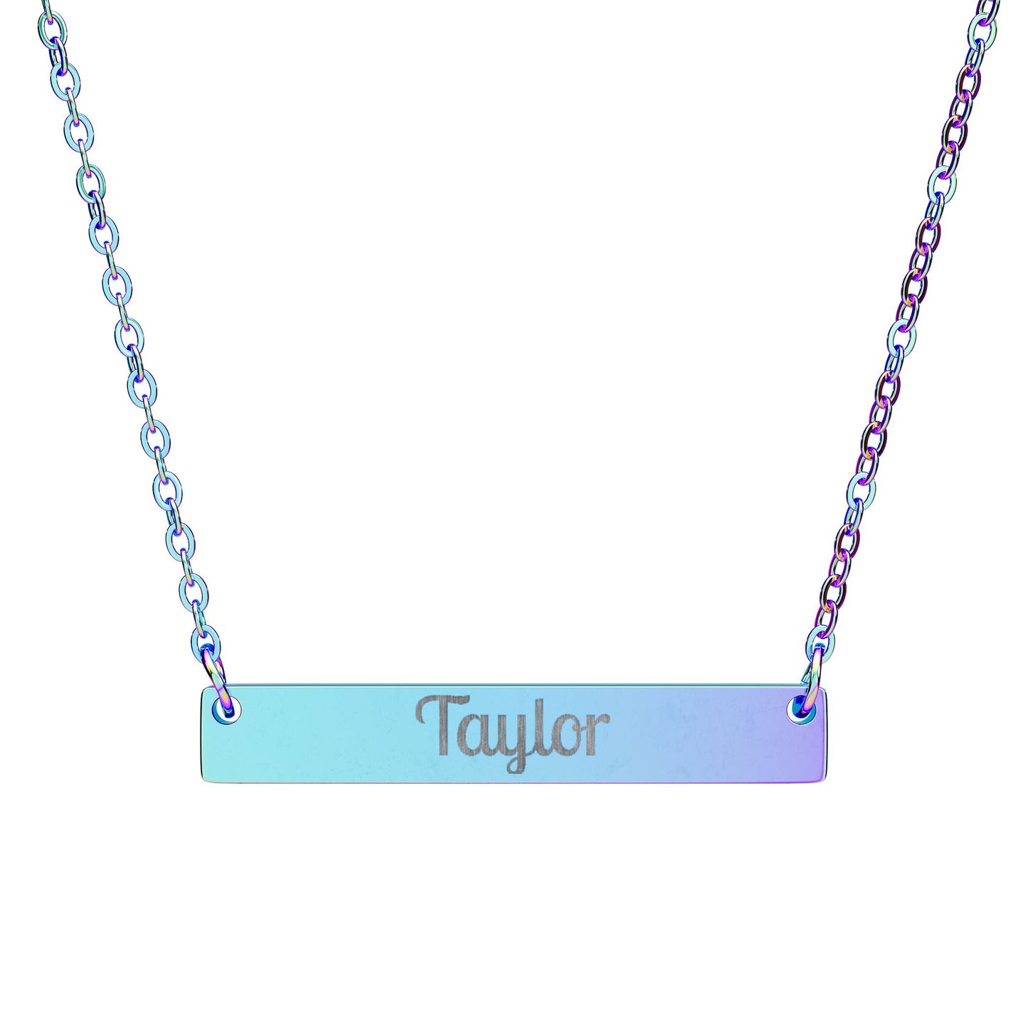 Personalized Horizontal Bar Necklace - Custom Engraved Jewelry