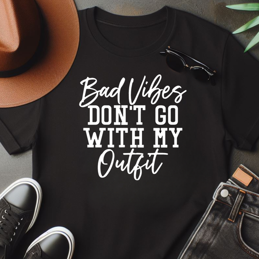 Bad Vibes Don't Go Black Tee - The Black Tee Xchange
