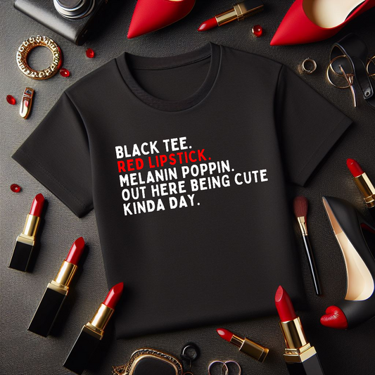Red Lipstick and Black Tee - The Black Tee Xchange