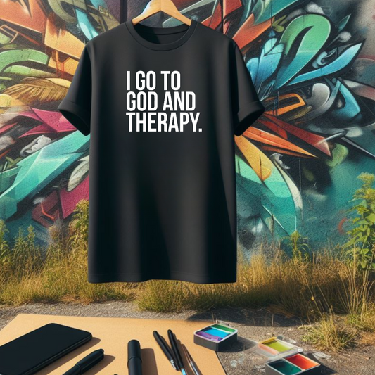 God + Therapy Black Tee - The Black Tee Xchange