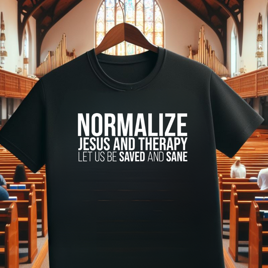 Jesus and Therapy Black Tee - The Black Tee Xchange